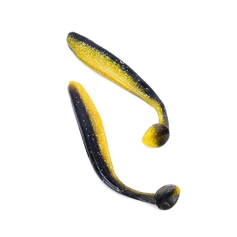 

5pcs/ wholesale Bait worm larva T tail shaking bait8cm/3.5g Artificial Fish two-color silicone bait T tail swing Fishing accesso
