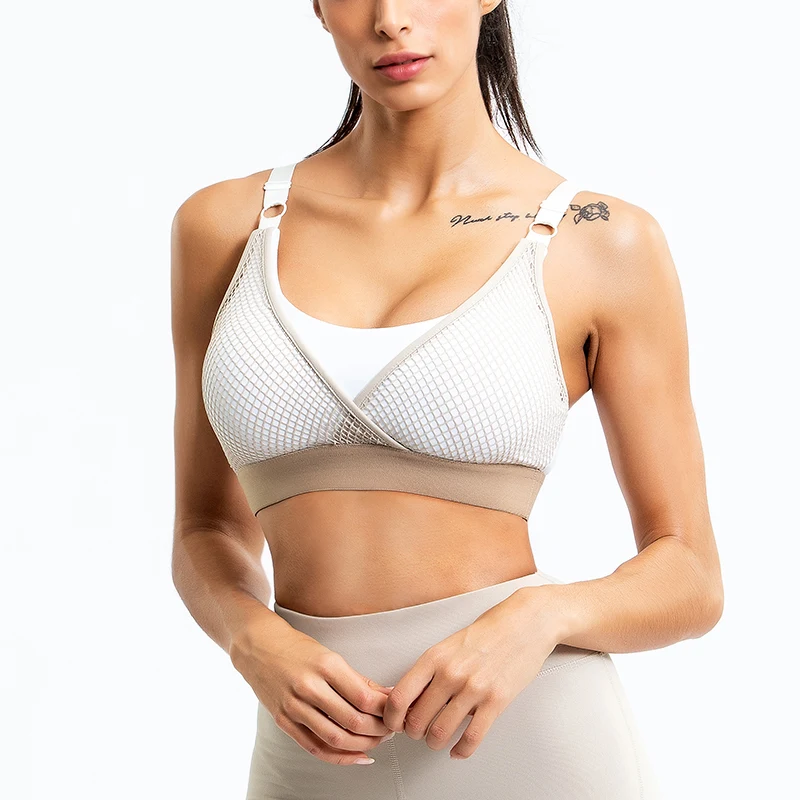Sports Bra Top Sexy Mesh Breathable Sports Bra Push Up Female Gym Fitness Sports Underwear Female Seamless Running Yoga Bra