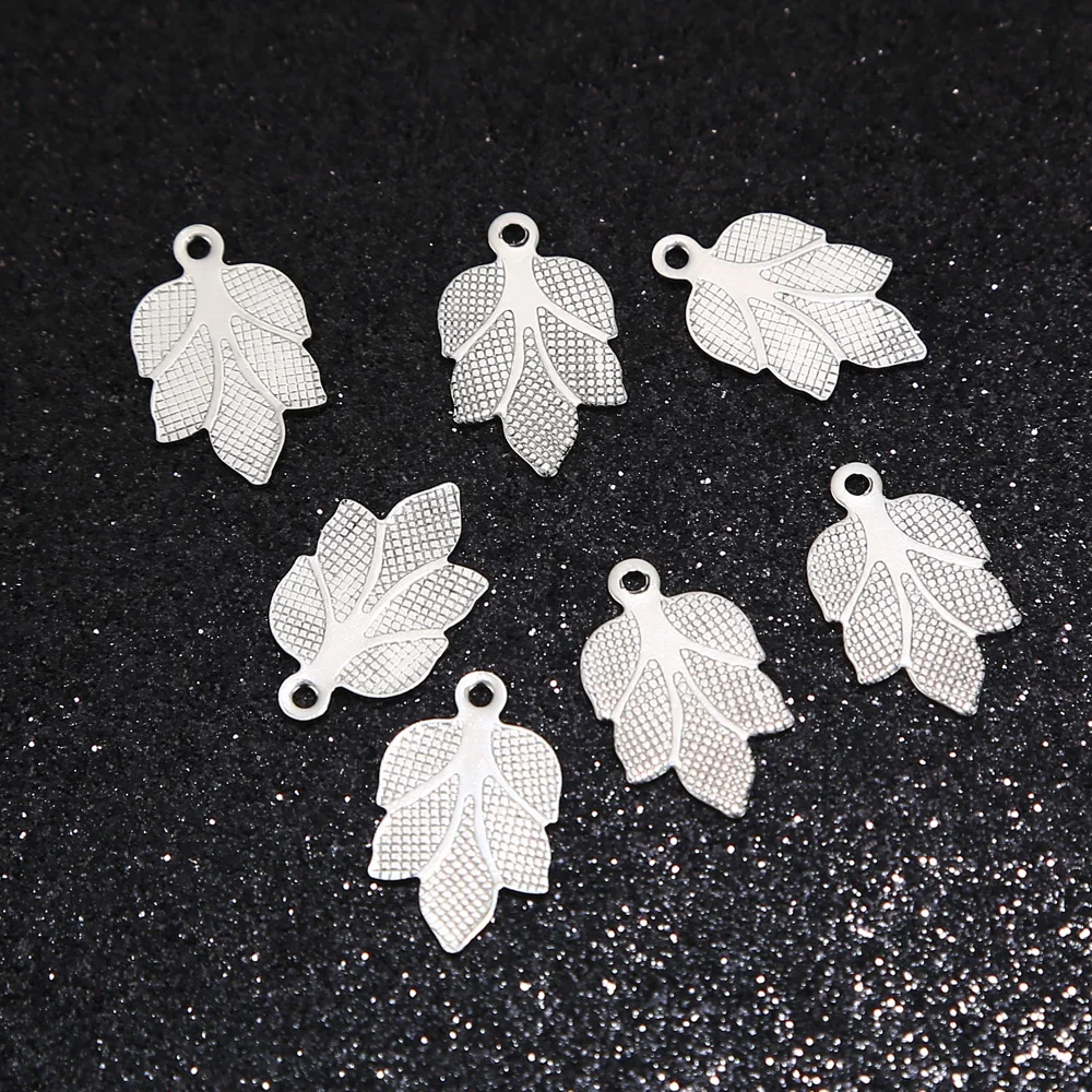 

50pcs/lot Leaf Stainless Steel Silve Decoration Pendant Connectors Bohemia Charm Accessories DIY Earrings Jewelry Making
