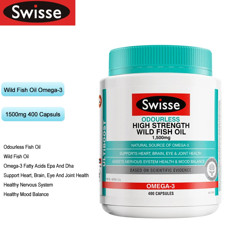 Swisse Odourless High Strength Wild Fish Oil 1500mg 400 Capsules Omega3