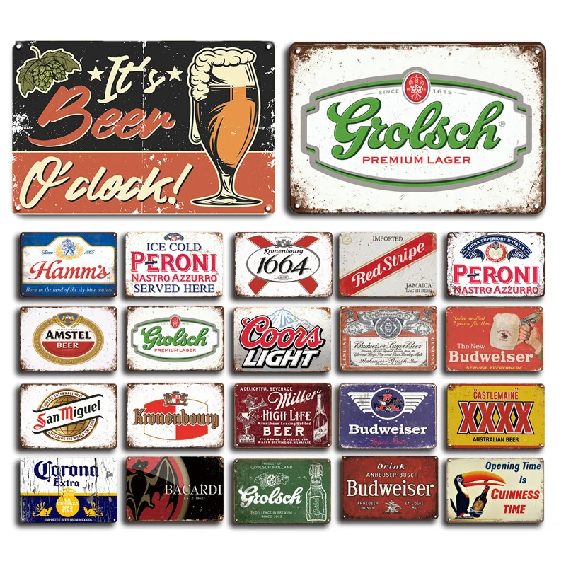 Metal signs plaques vintage retro style Gin bar Peroni mancave beer wall decor 