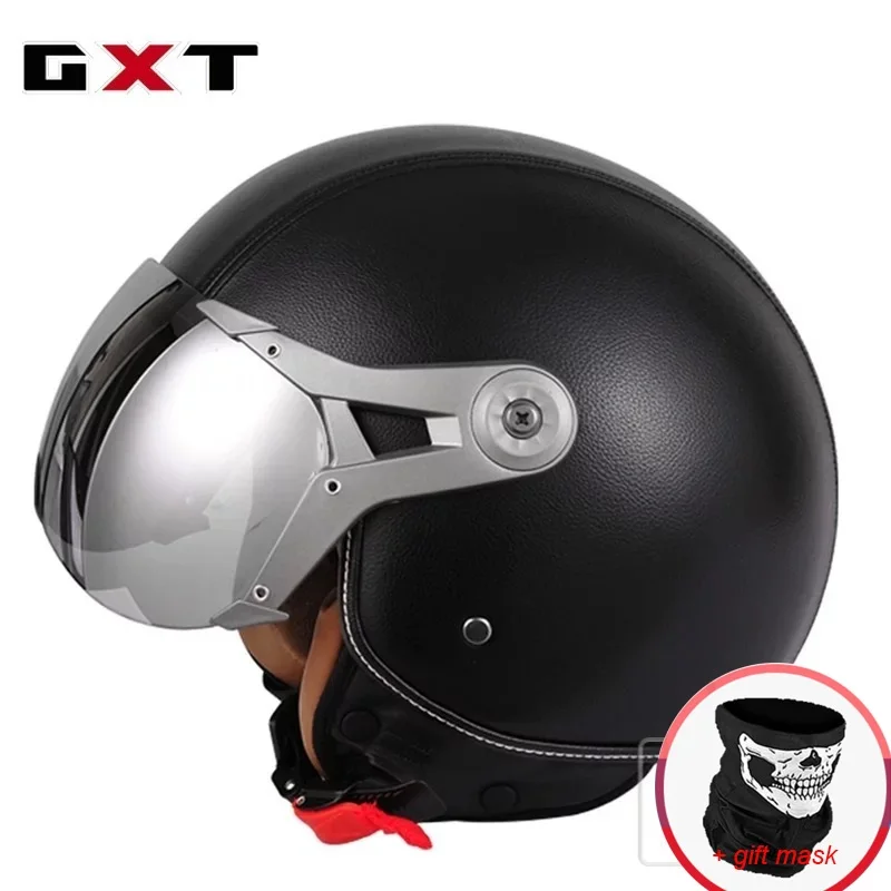 Motorcycle PU Leather Capacete 3/4 helmets RETRO Helmet Casco Motorbike Cruiser Touring Chopper Scooter Riding Vintage Helmets | Автомобили