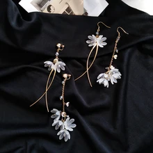 

Korean Fresh Camellia Drop Earrings Asymmetry Girls Sweet Fairy Temperament Long Tassel Earrings New Fashion Earrings Jewelry 51