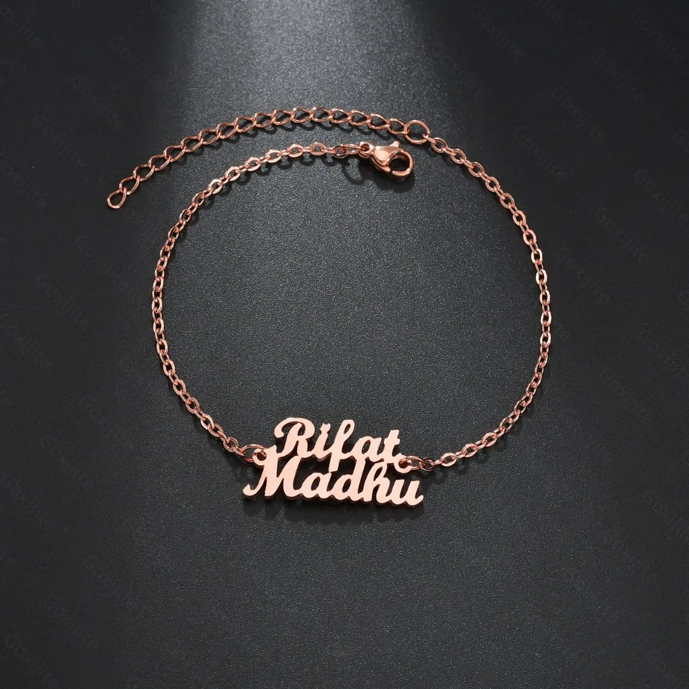 Goxijite персонализировать имя браслет для женщин мужчин Pulseira Золото Нержавеющая сталь табличка Браслеты Аксессуары подарок