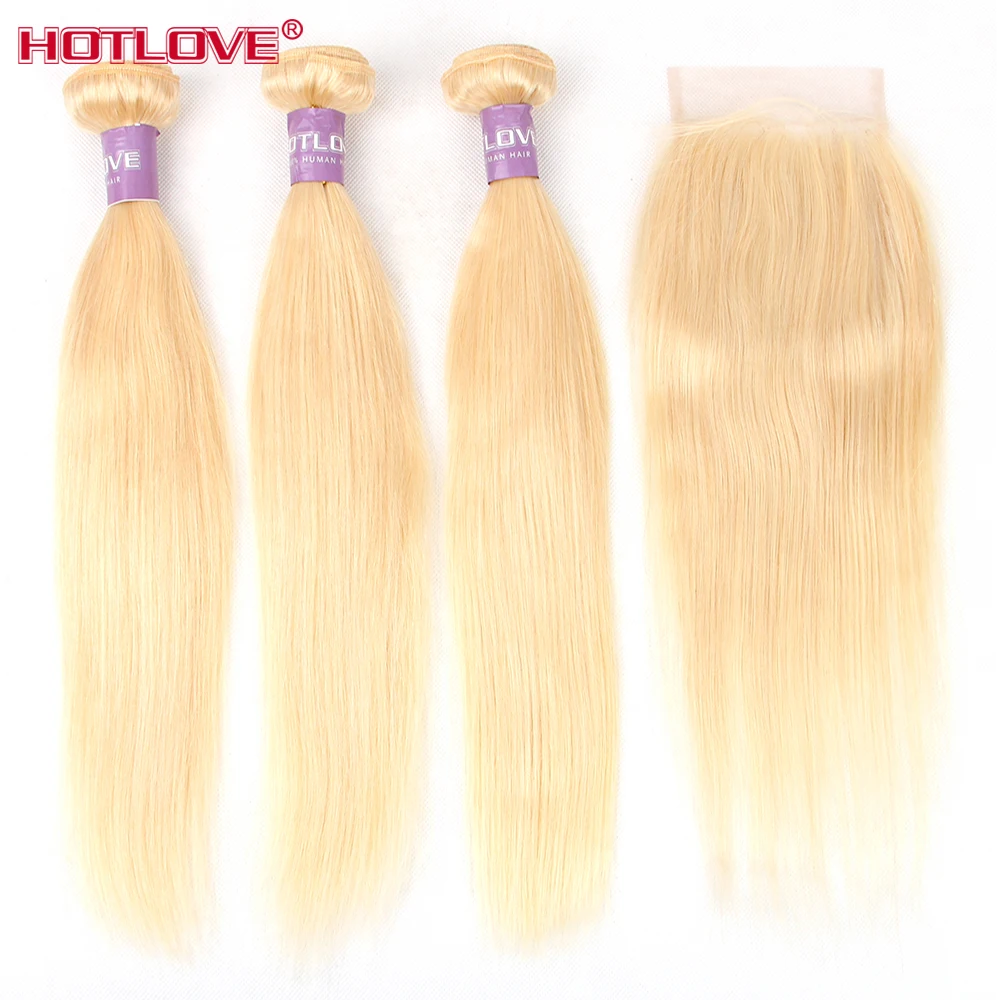 

Peruvian 613 Blonde Hair Bundles with Closure 613 Straight Hair Weave 3 Bundles With 4*4 Closure Remy Human Hair Weave