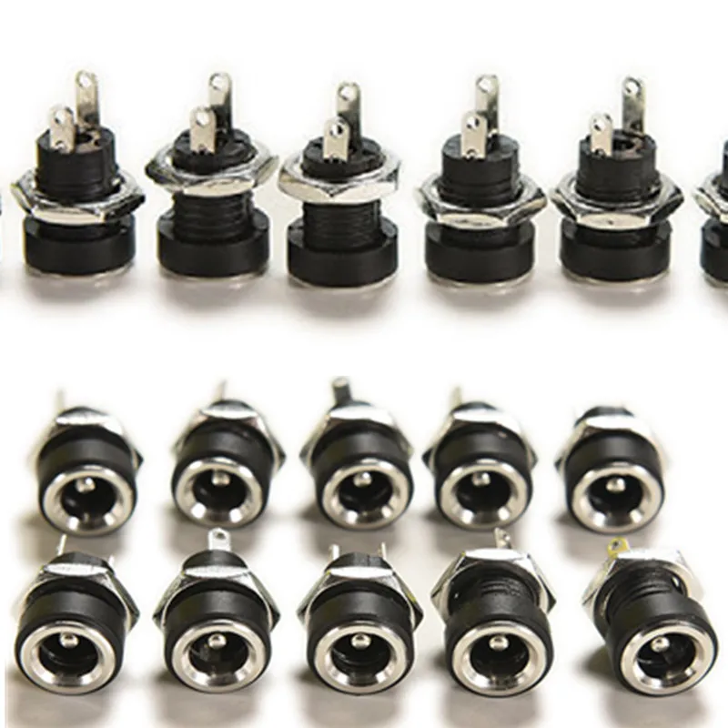 10Pcs 3A 12V DC Power Jack Socket Female Panel Mount Connectors Socket Adapter Connectors Electrical Supplies