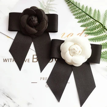 

Korean style bowtie steric flower Bowtie fashion Lady brooch Classic white/black Bow Ties Women's necktie shirt accessories