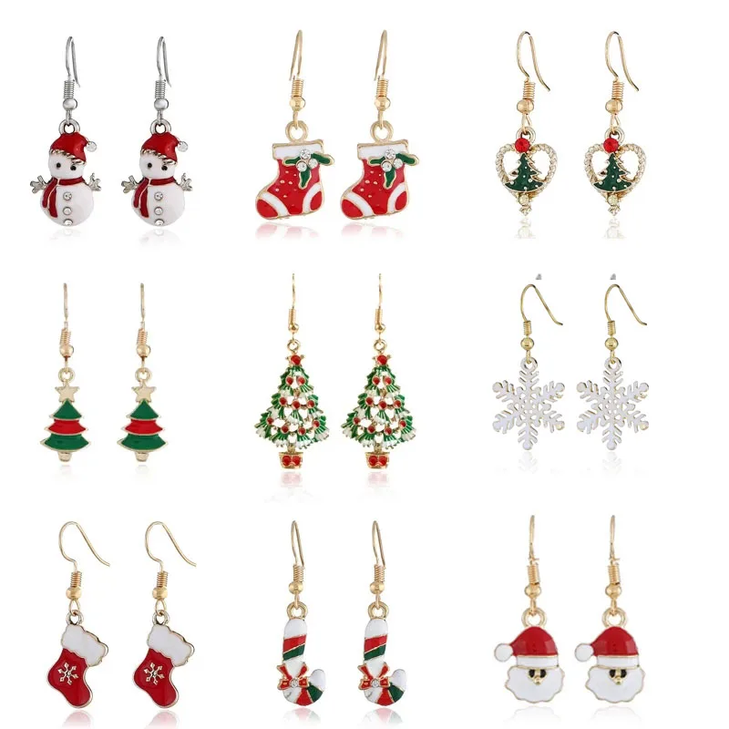 Santa Claus Necklace Earings Christmas Ornaments Christmas Decoration Xmas Gift 