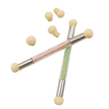 

1 Pcs Double-ended Brush Sponge Head Rhinestone Handle Nail Art Brush Nail Art Painting Tool Gradient Shading Pen Dotting