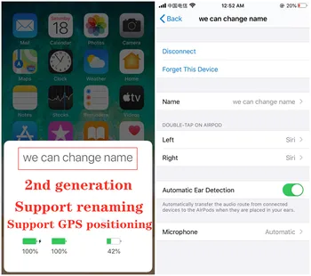 

Newest 2nd Generation Wireless Charging with Smart Sensor rename Bluetooth Earphone GPS Positioning rename Headphones H1 chip