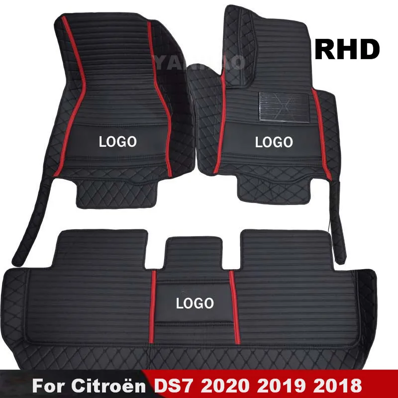 

RHD Car Floor Mats For Citroen DS7 2020 2019 2018 Interiors Accessories Styling Custom Leather Front & Rear Side Foot Pads Rug