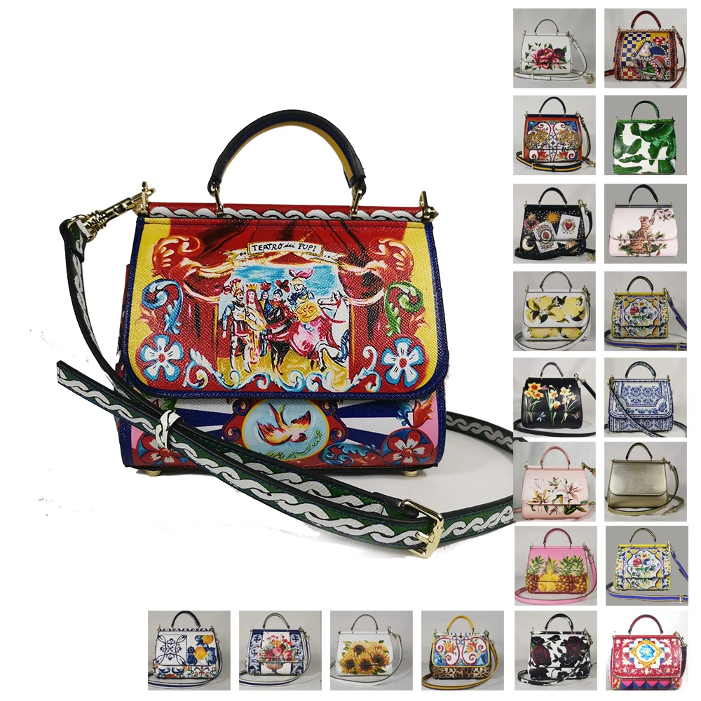 De Lujo bolso de diseño para invierno hembra f diseñador de moda de lujo bolsos bolsas de mujeres Miss Sicilia flores damas Floral verano