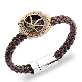 

55pcs/lot Doctor Strange Time Stone Knitting Bracelet The Avengers PU Leather Woven Handchain Bangle Fashion Jewelry Wholesale