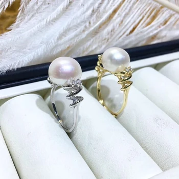 

S925 Sterling Silver Adjustable Ring Settings Base Findings Mountings Parts for Oyster Pearl Corals Jade Beads Stones