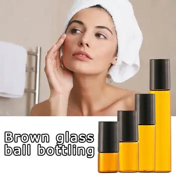 

1ML 2ML 3ML 5ML Ball bottling with lid Amber Roll On Roller Bottle for Essential Oils Refillable Perfume bottle Deodorant