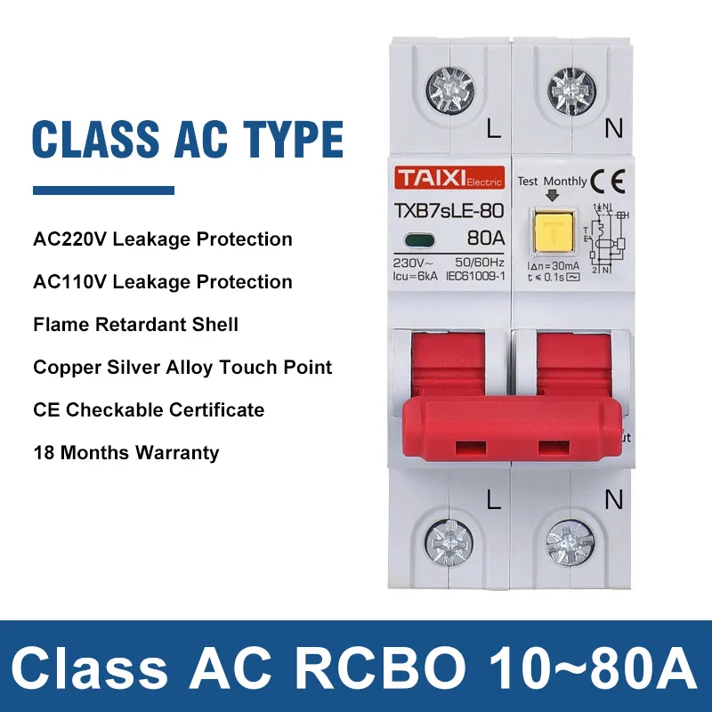 taixi rcbo rccb tipo ac disjuntor de corrente 01
