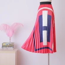 Осень и зима новая высокая талия с буквенным принтом дикая юбка женская