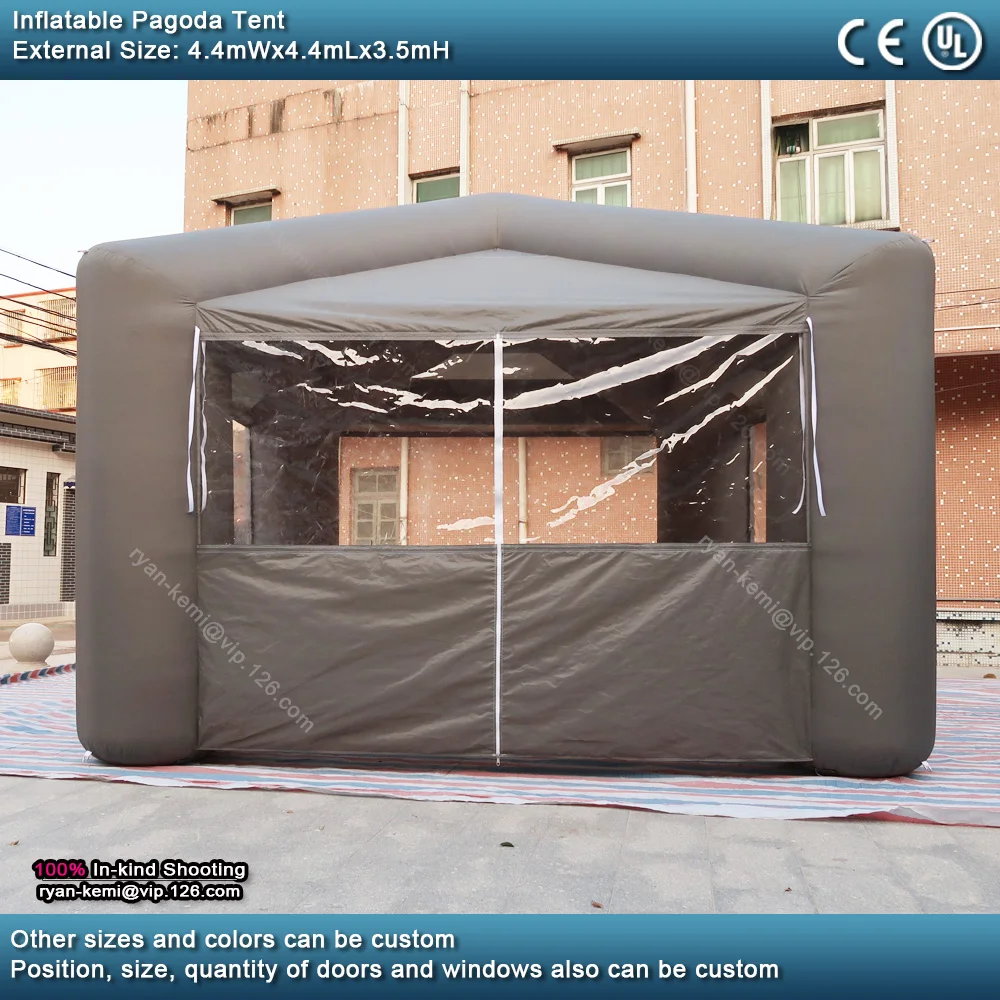 Inflatable tent with transparent clear PVC windows white inflatable Pagoda four legs exhibition tent advertising tent 4