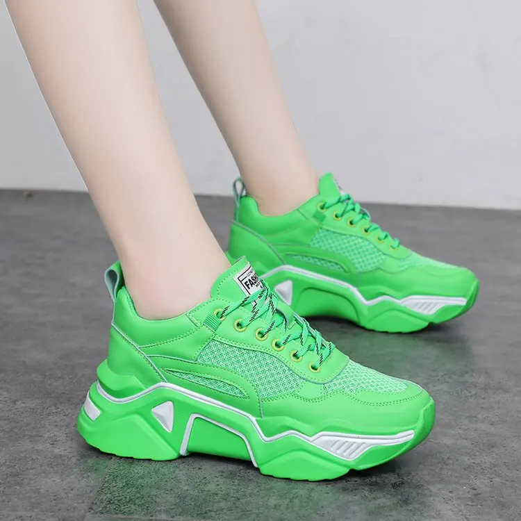 

women's platform sneaers Causal Shoes walking Increasing 5CM INS Sneakers Height Platform Breathable vulcanize Sneakers