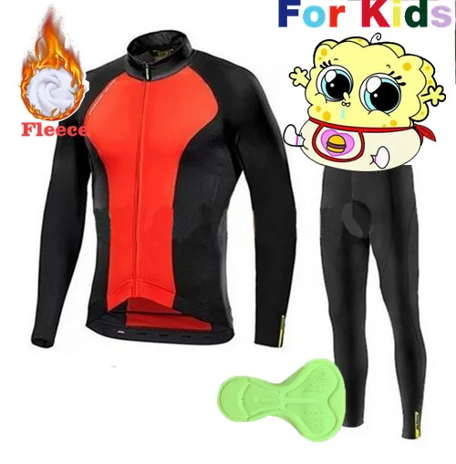 Mavic kids, флисовая одежда для велоспорта с длинным рукавом, команда Pro, комплект из джерси и штанов, детские длинные трикотажные изделия Ciclismo Maillot - Цвет: Серебристый