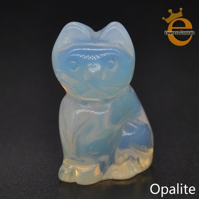 Stone Carving Cat Figurine Natural Gemstone Quartz Agate Jade Crystal Healing Animals Statue Home Decoration
