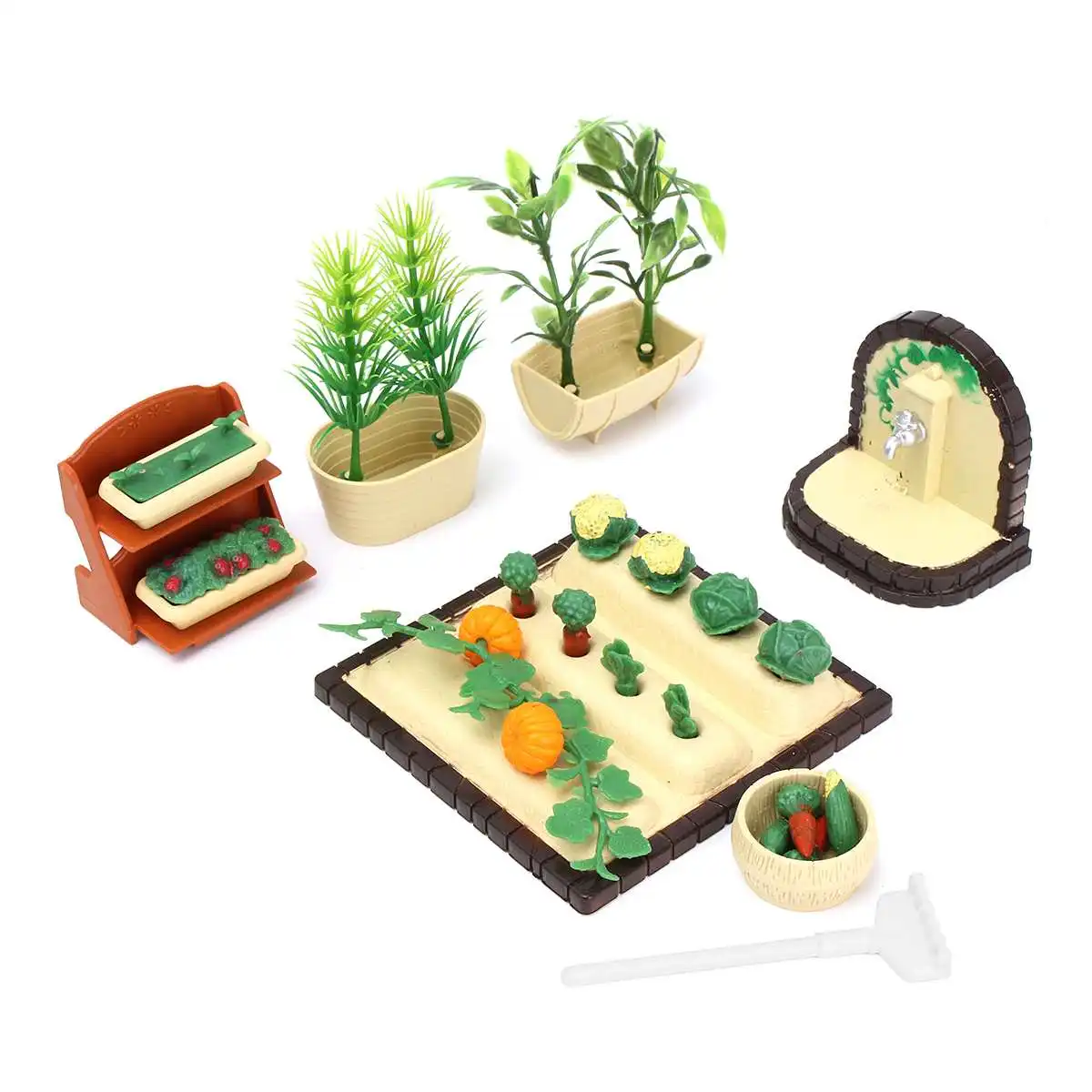 Миниатюрные садовые куклы в виде овощей, мебель для дома, аксессуары для улицы, набор игрушек, мебель для еды, Наборы игрушек