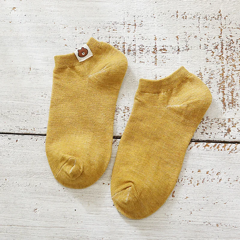 03 Новые женские носки-башмачки с Мопсом, Япония, Calcetines Mujer, весна и осень однотонные, 200 шпильки, с мишками, неглубокие, невидимые, хлопковые - Цвет: 03