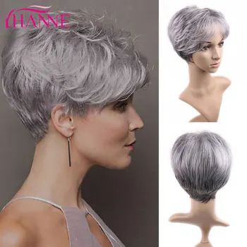 

HANNE Short Synthetic Wigs Mix Brown Blonde Hand Made Lace Top wig High Temperature Fiber Wigs For Black/White Women
