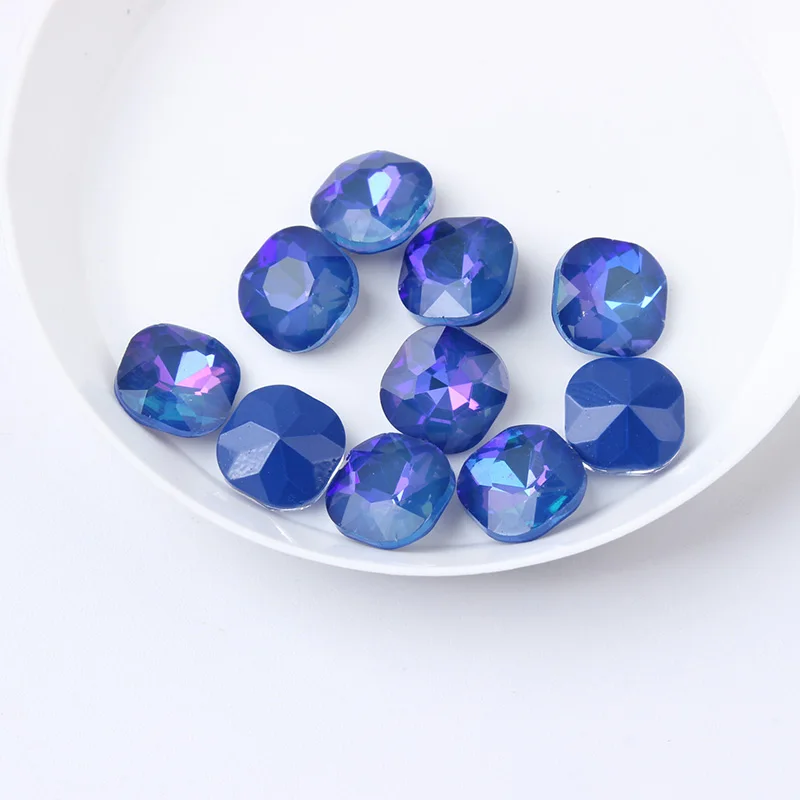 Dk Blue jelly Горячая Распродажа, стеклянные хрустальные 8 мм желеобразные цвета, Разноцветные квадратные Восьмиугольные бусины, стразы для рукоделия - Цвет: Dk Blue jelly