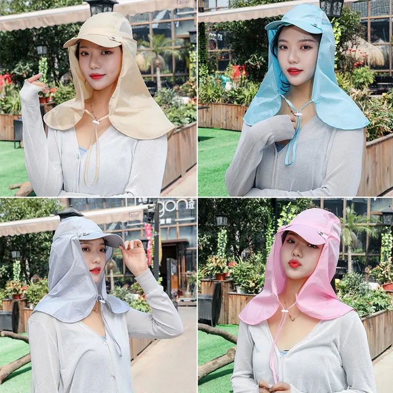 

Summer Detachable Fishing Hat Sunscreen Quick-drying Visor Fishing Cap Three Curtains Devil Cap AHPU