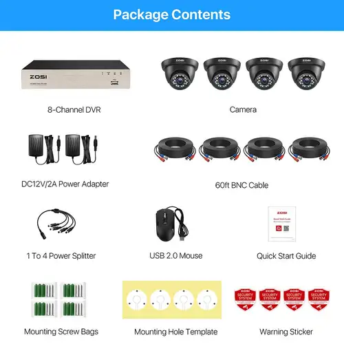 ZOSI 8CH 보안 카메라 시스템 H.265 + 5MP 라이트 HD-TVI 비디오 DVR 레코더 4x1080P 실내 야외 감시 CCTV 카메라 7