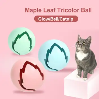 

3Pcs/Set Pet Toy Plastic Balls Maple Leaf Catnip Bell Flash Cat Toy Ball Teasing Bite Interactive Toy Chew Balls For Dogs Cats