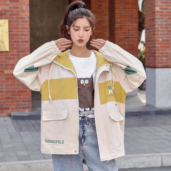 

Autumn Spring Korean Fashion Thin Cotton Maternity Jackets Loose Coats Clothes for Pregnant Women Sport Casual Pregnancy Outwear
