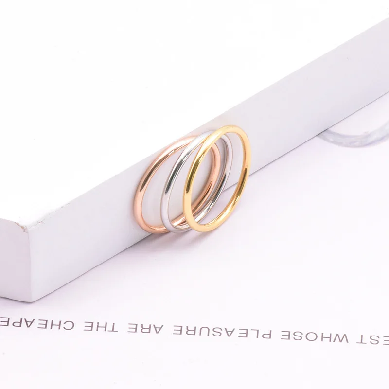 Rings 316 Stainless Steel Small Thin for Women Girls Rose Gold Silver Color Round Circle 1.5mm Size 5 6 7 8 9 finger rings fashion ring couple rings stainless steel rings metal rings