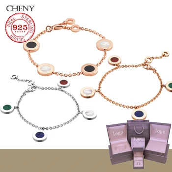 

luxury bracelet set classic trendy style rose gold cuff chain Double-sided black and white colorful shell for women