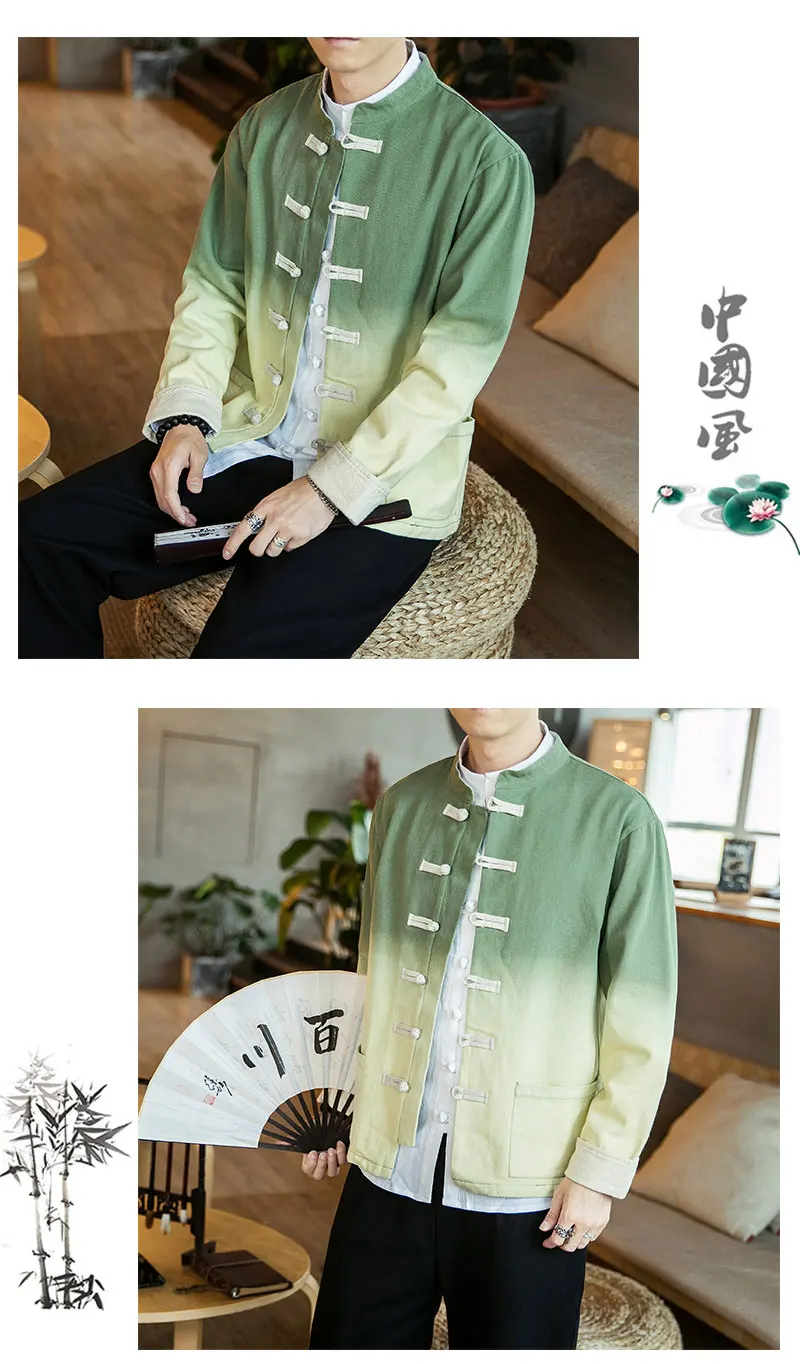 Китайский стиль Тан платье Hanjacket с дисковыми пуговицами куртка мужской карман хлопок мужской пиджак Ретро размера плюс M-5XL
