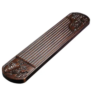 

Ebony Small Tea Board Dry Soaking Desk Solid Wood Logs Whole Lotus Scent Embossed Long Tray Saucer Cup Holder Teapot Table