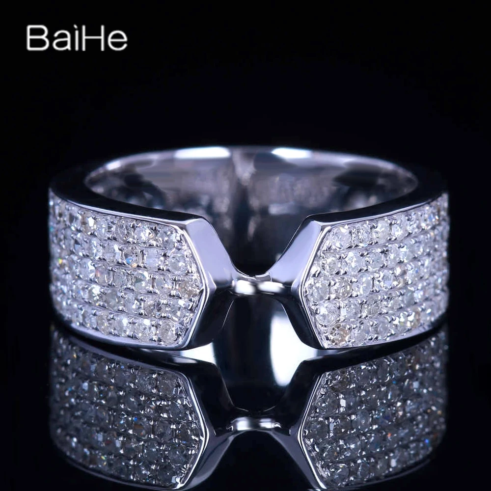 

BAIHE Solid 14K White Gold H/SI Natural Diamond Rings for Women Men Wedding Engagement Gift Trendy Fine Jewelry الماس رينج