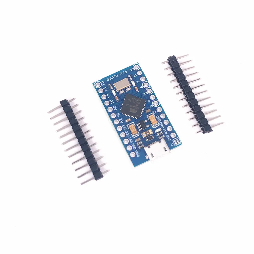 Модуль Pro Micro ATmega32U4 5 В/16 МГц с 2-рядным штырьковым разъемом | Электронные