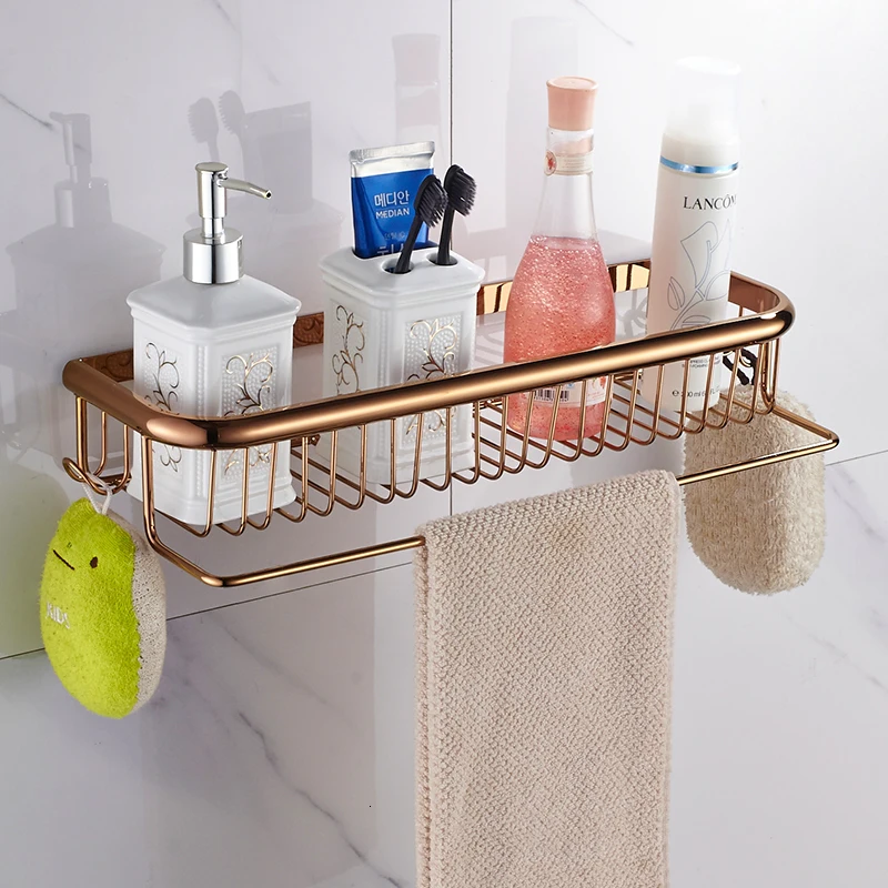 rosand gold 45cm Стойка для ванной Tukiu, медный кронштейн, главный стеллаж для ванной комнаты, 30 см/45 см - Цвет: rosand gold 45cm