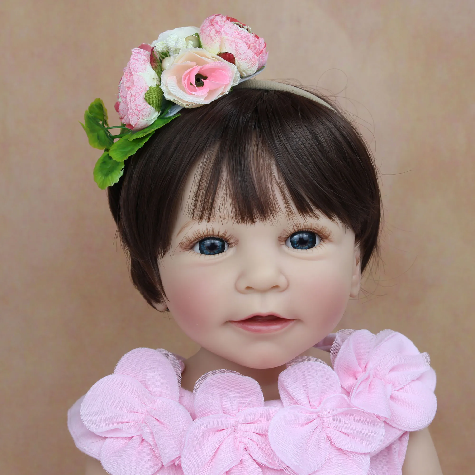 55 CM Full Silicone Reborn Baby Girl Doll Toy 22 Inch Vinyl Princess