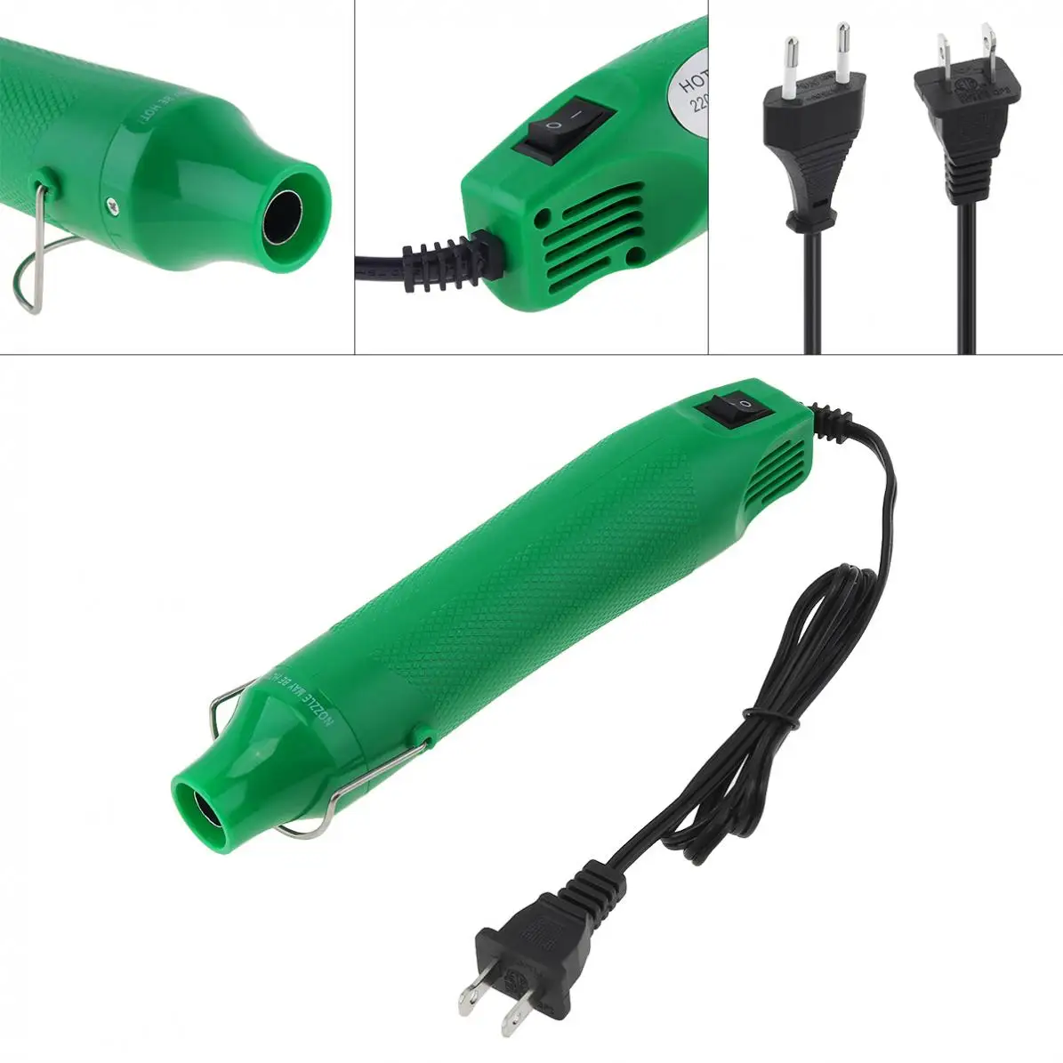 110V/220V 300W Heat Gun Electric Hair Dryer Manual Tool with Shrink Plastic Surface and EU/US Plug for Heating DIY Accessories electric hydraulic pump single acting driven manual valve control 110v 220v 7l 1400r min us eu plug