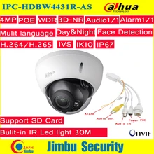 Dahua IP камера 4MP IPC-HDBW4431R-AS H.265 ночного видения IR30m есть аудио вход/выход безопасности cctv POE сетевая камера IK10 IP67
