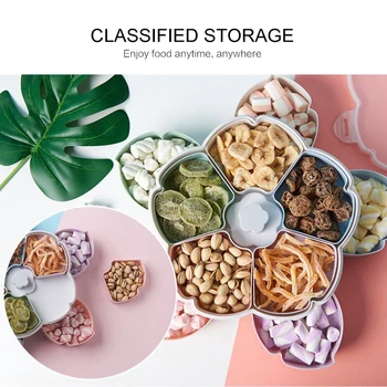 

Home Storage Snack Box Creative Food Tray with Phone Holder 2 Style Double-layer Rotating Fruit Snack Candy Box Table Decoration