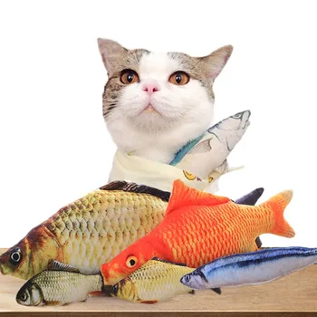 

20cm Catnip Catmint Cat Favor Simulation Fish Cat Toys Fish Shape Scratching Post Short Plush For Pet Product Supplies Drop Ship