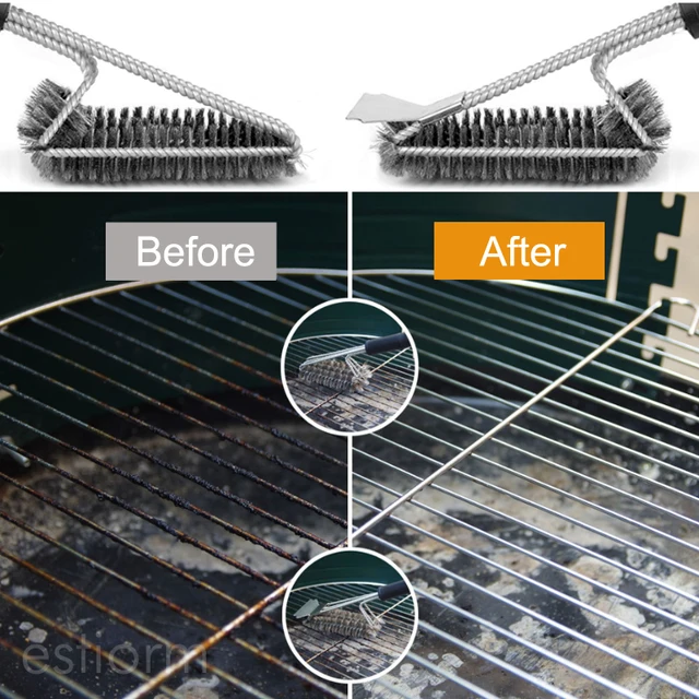 18 Grill Brush Stainless Steel Wire Bristles And Stiff Handle- Grill
