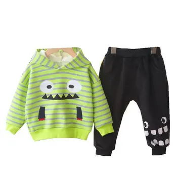

New Boys Baby Girls Spring Autumn Clothes Children Cartoon Casual Striped Hoodies Pants 2Pcs/Sets Kids Fashion Cotton Tracksuit