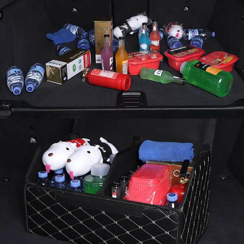 Автомобильный ящик для хранения багажник, сумка-Органайзер, инструменты для чистки, аксессуары, управление, искусственная кожа, складной S/M/L YHQ
