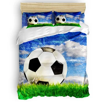 

Luxury Comforter Bedding Sets Football Under Blue Sky And White Clouds Bedding Set Home Bedding Set 4 Pcs Duvet Cover