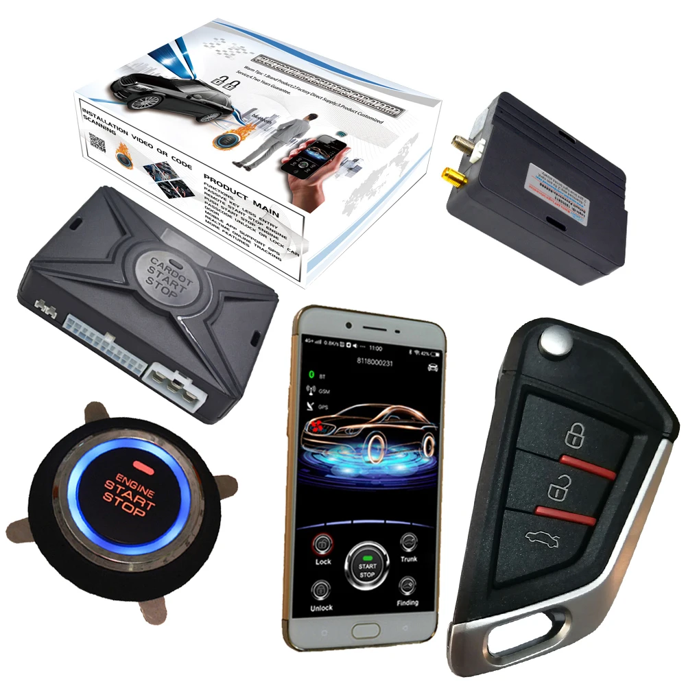 

cardot 2g gps Remote Starter keyless entry push button start anti hijacking car alarm